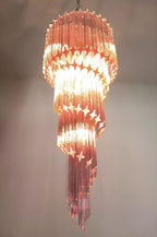 Murano Spiral Pink Prism Glass Chandelier material and finish detail