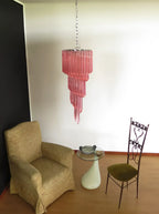 Murano Spiral Pink Prism Glass Chandelier product image