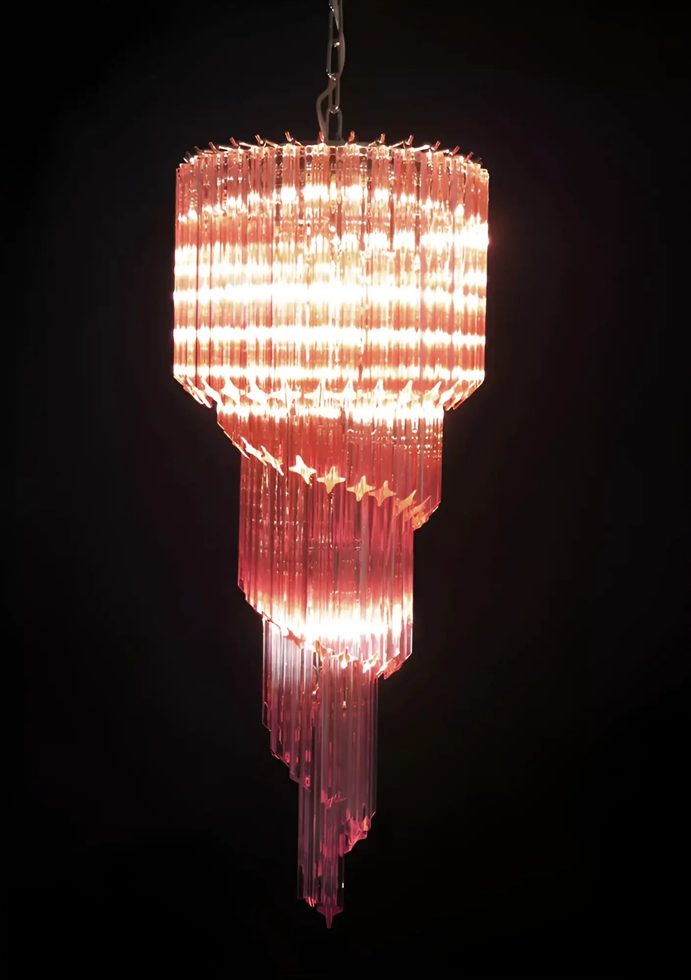 Murano Spiral Pink Prism Glass Chandelier product image