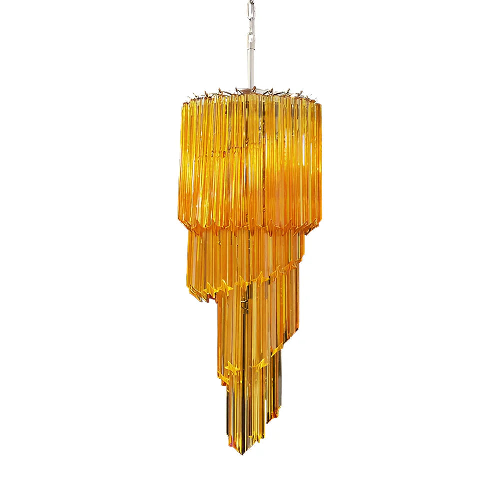 Murano Spiral Prisms Amber Chandelier by Bling Lighting Studio