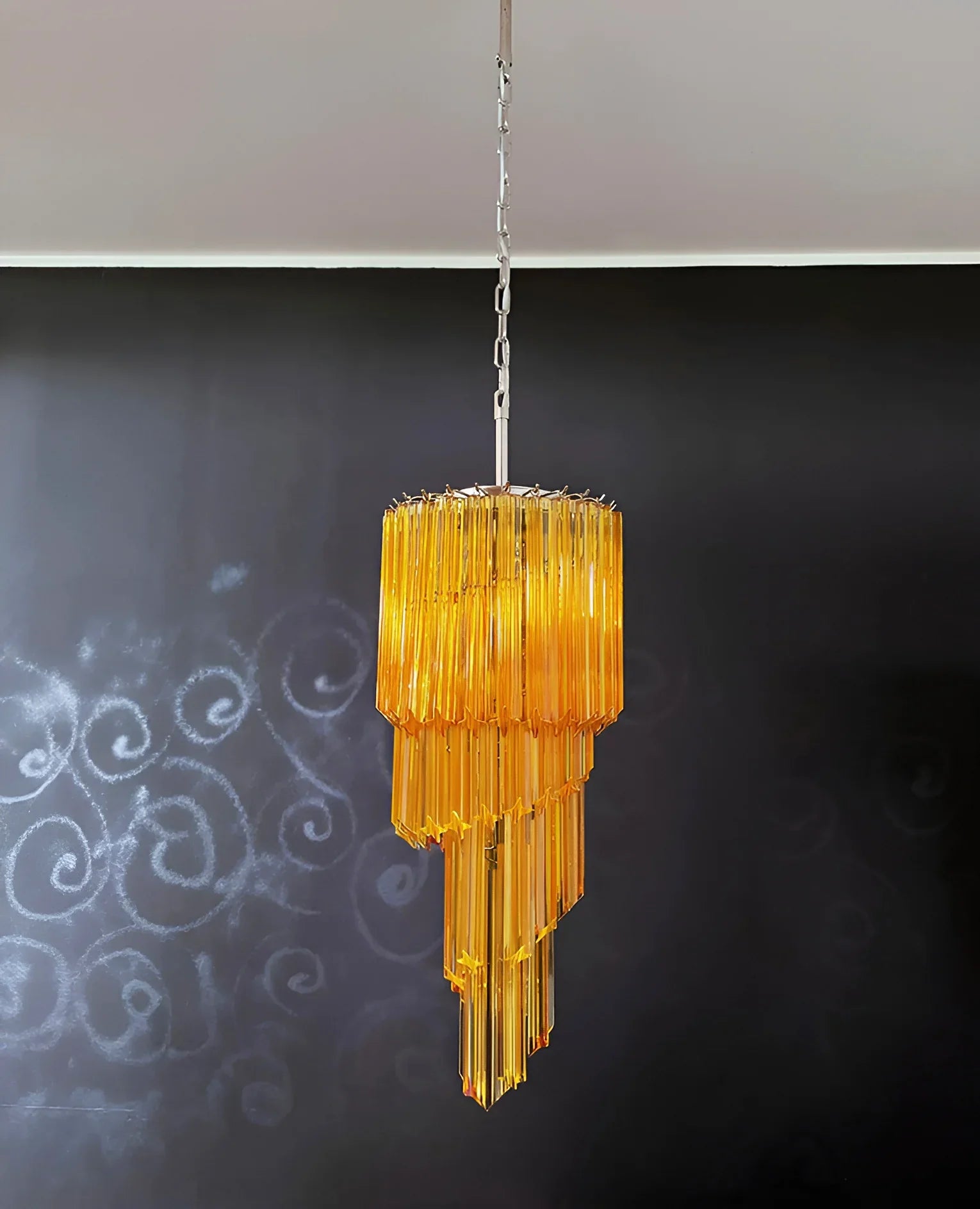 Murano Spiral Prisms Amber Chandelier product image