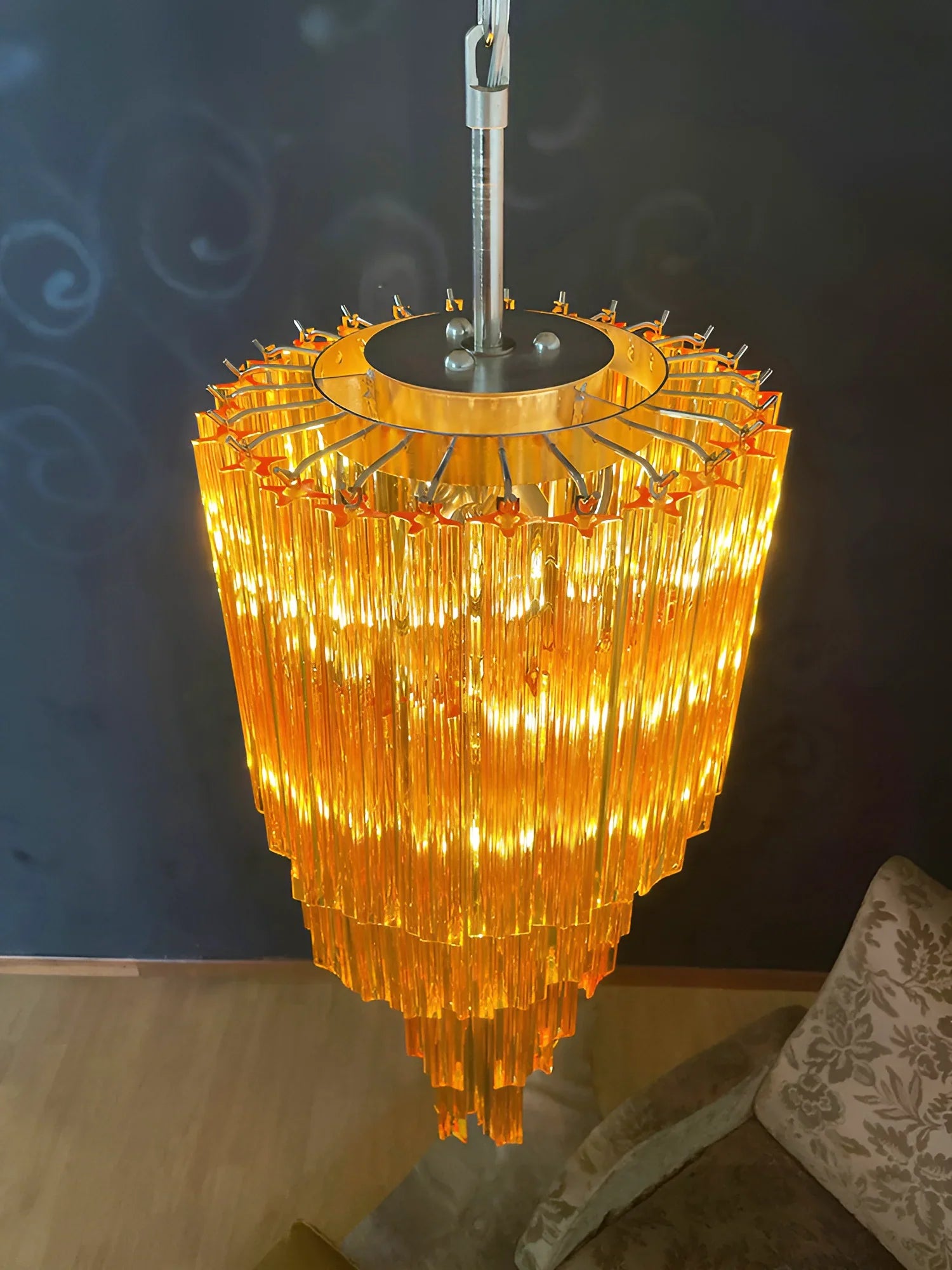Murano Spiral Prisms Amber Chandelier product image