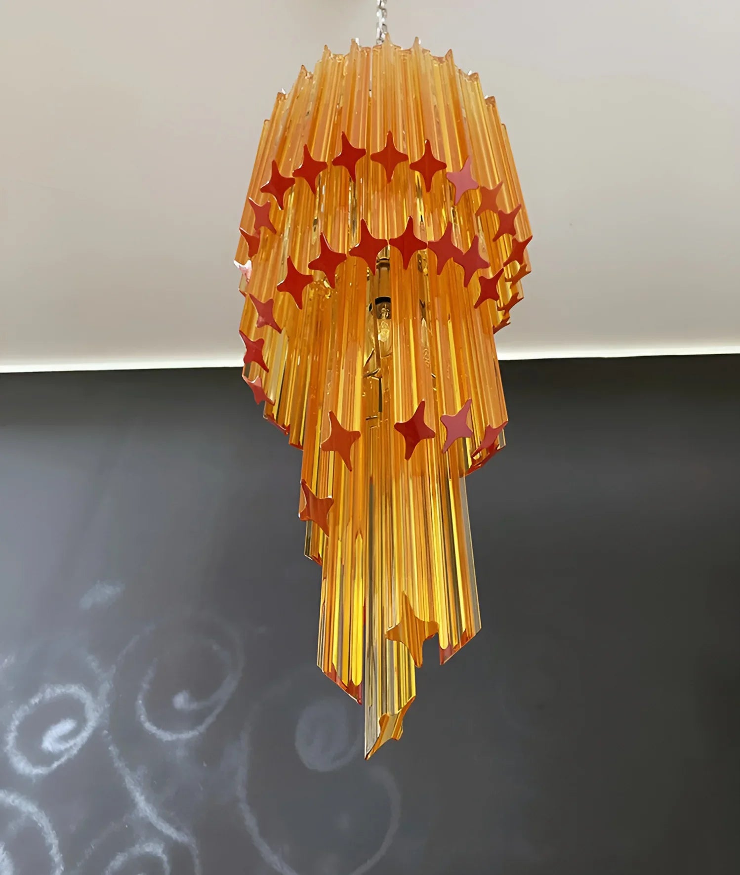 Murano Spiral Prisms Amber Chandelier product image