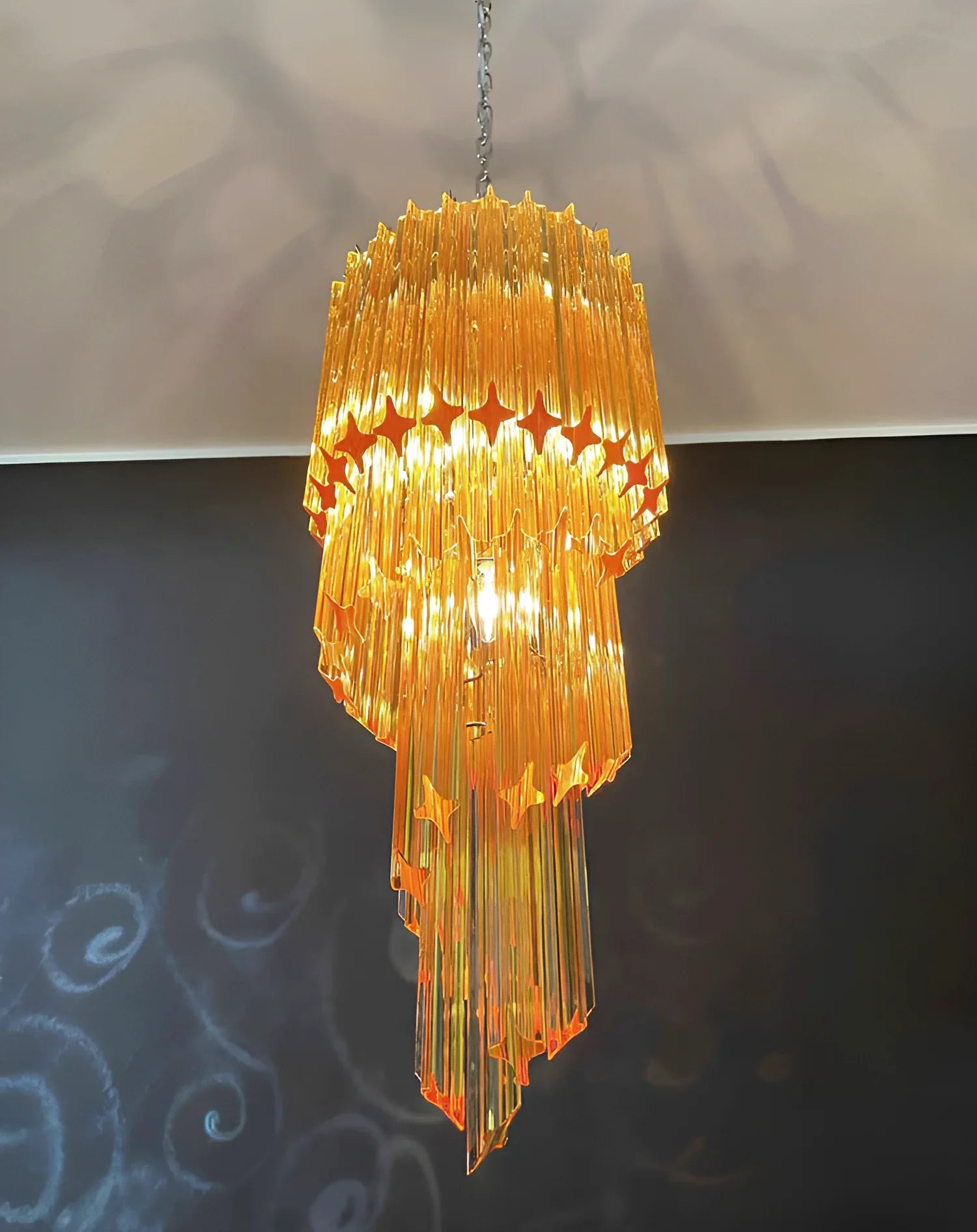 Murano Spiral Prisms Amber Chandelier product image