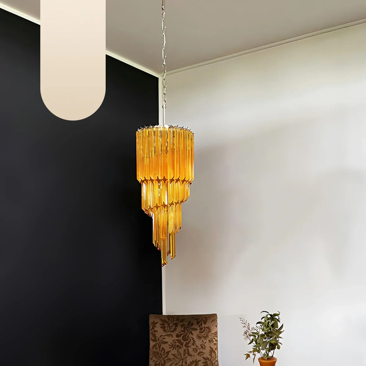 Murano Spiral Prisms Amber Chandelier product image