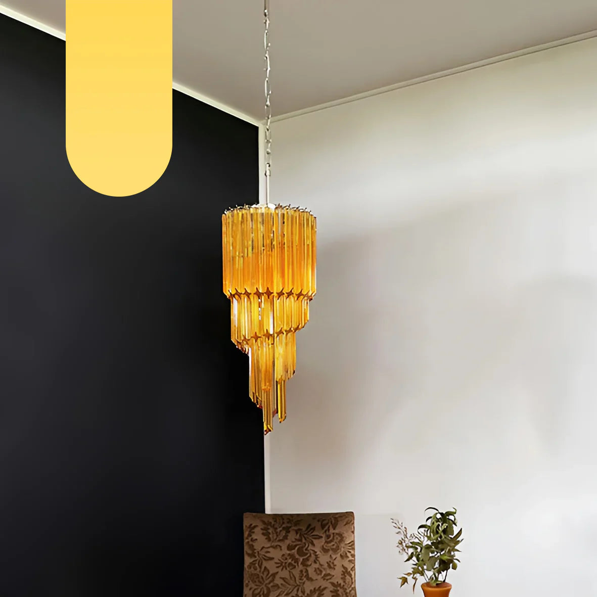 Murano Spiral Prisms Amber Chandelier product image