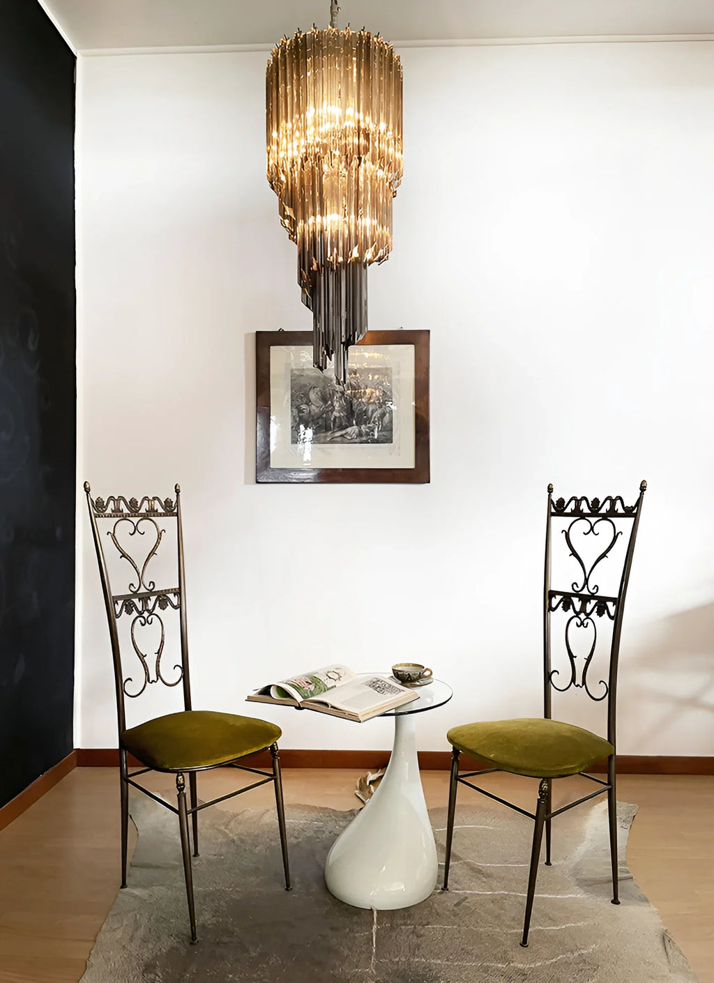 Murano Spiral Prisms Smoked Chandelier product image