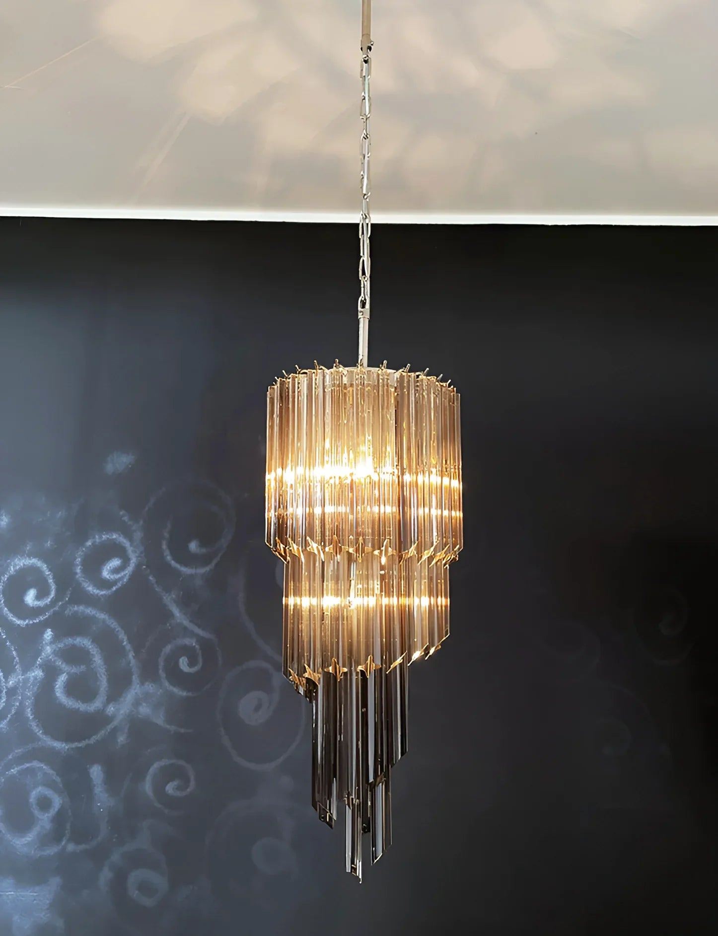 Murano Spiral Prisms Smoked Chandelier product image