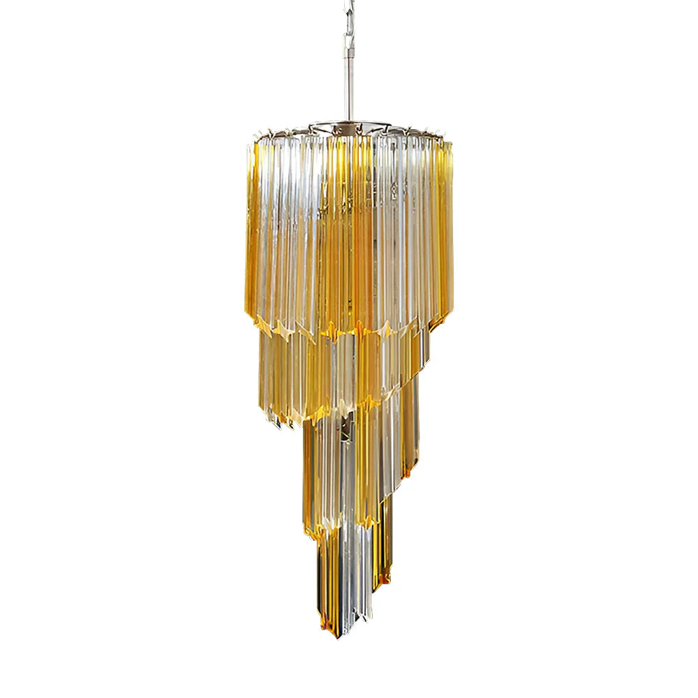 Murano Spiral Prisms Transparent Amber Chandelier product image