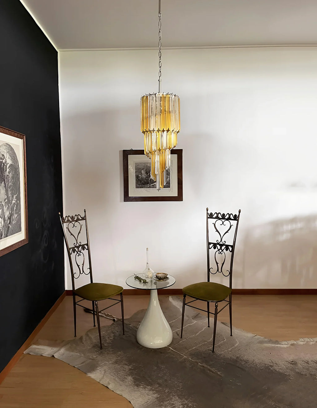 Murano Spiral Prisms Transparent Amber Chandelier product image