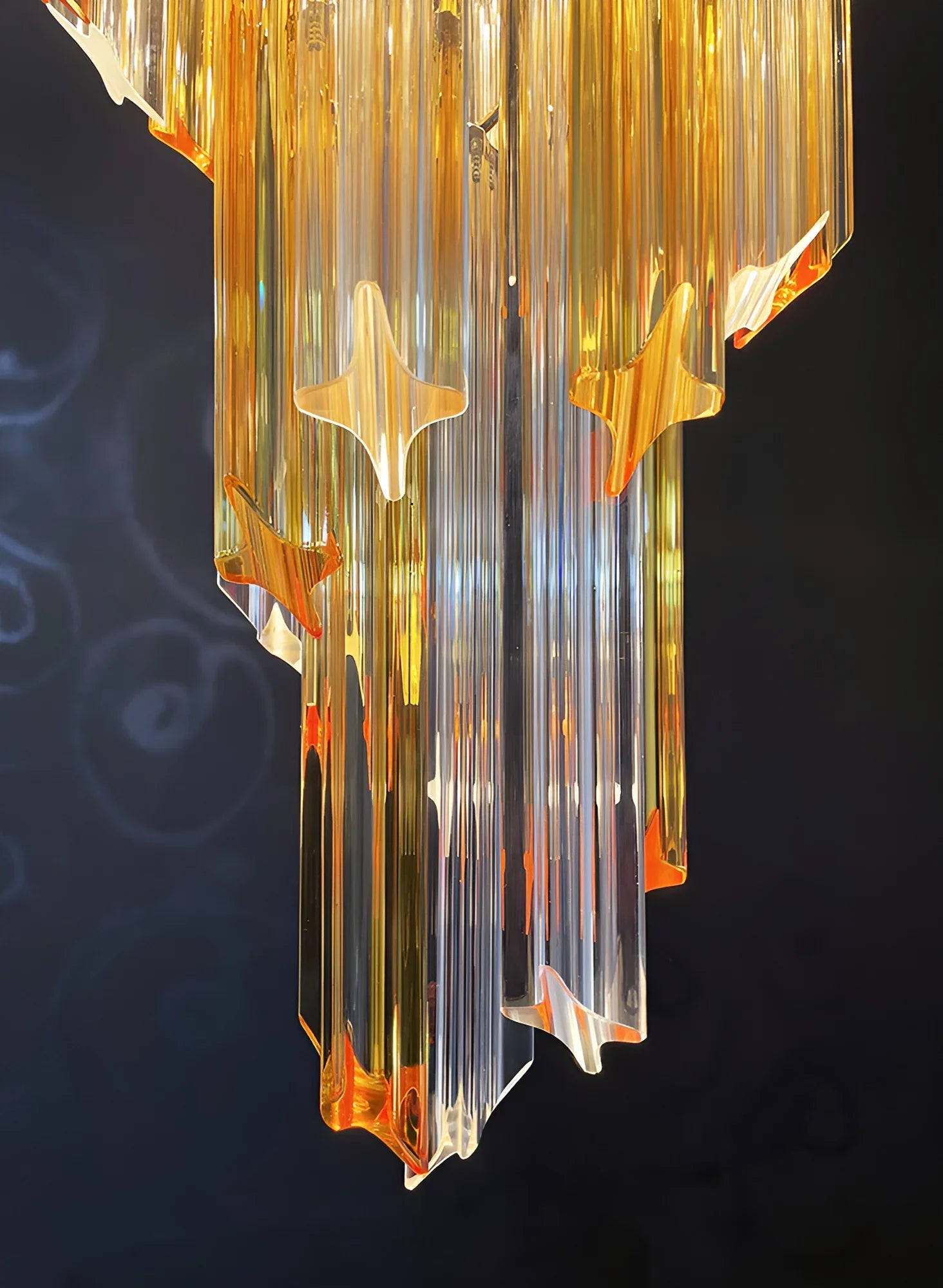 Murano Spiral Prisms Transparent Amber Chandelier product image