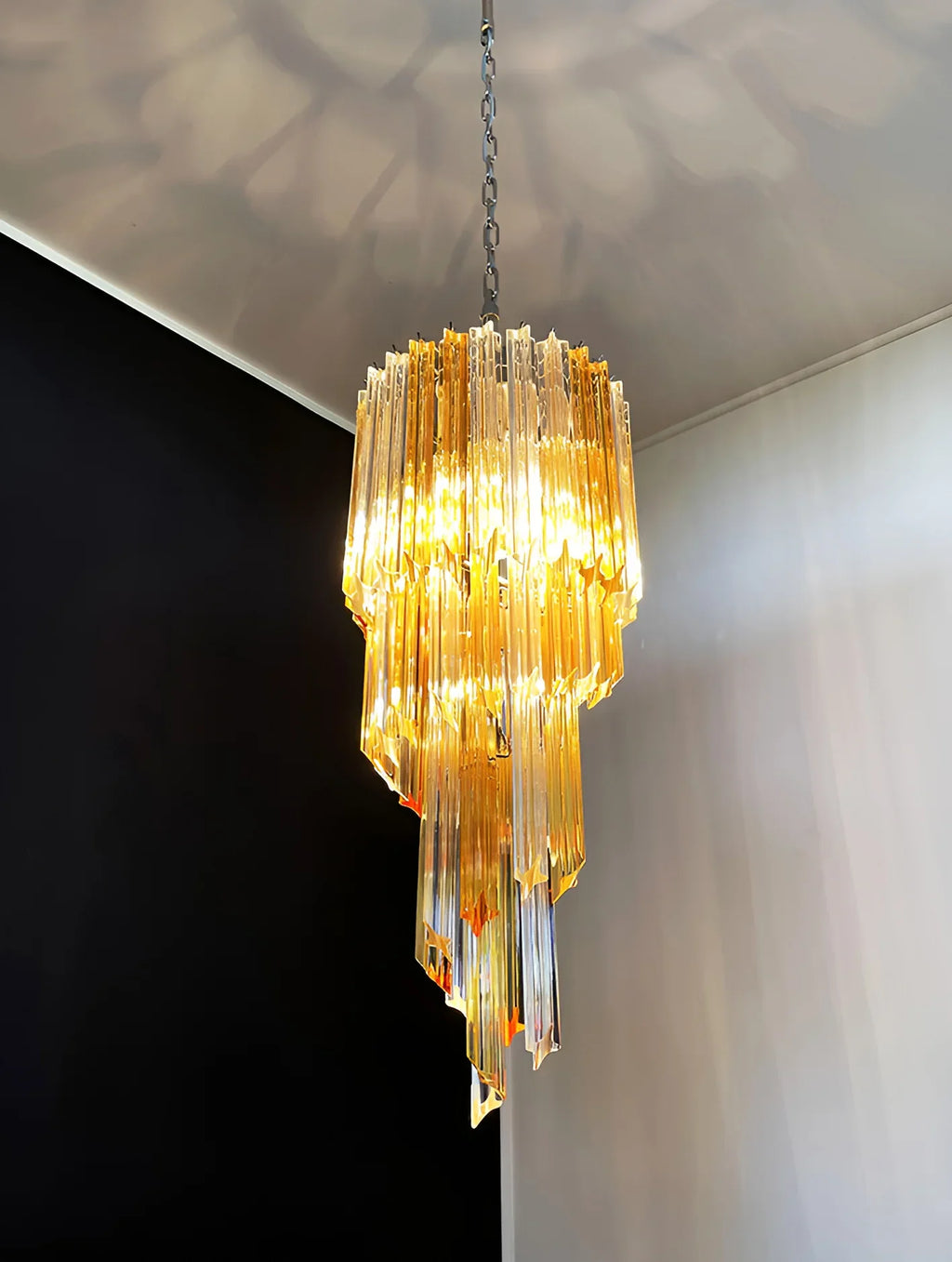 Murano Spiral Prisms Transparent Amber Chandelier product image