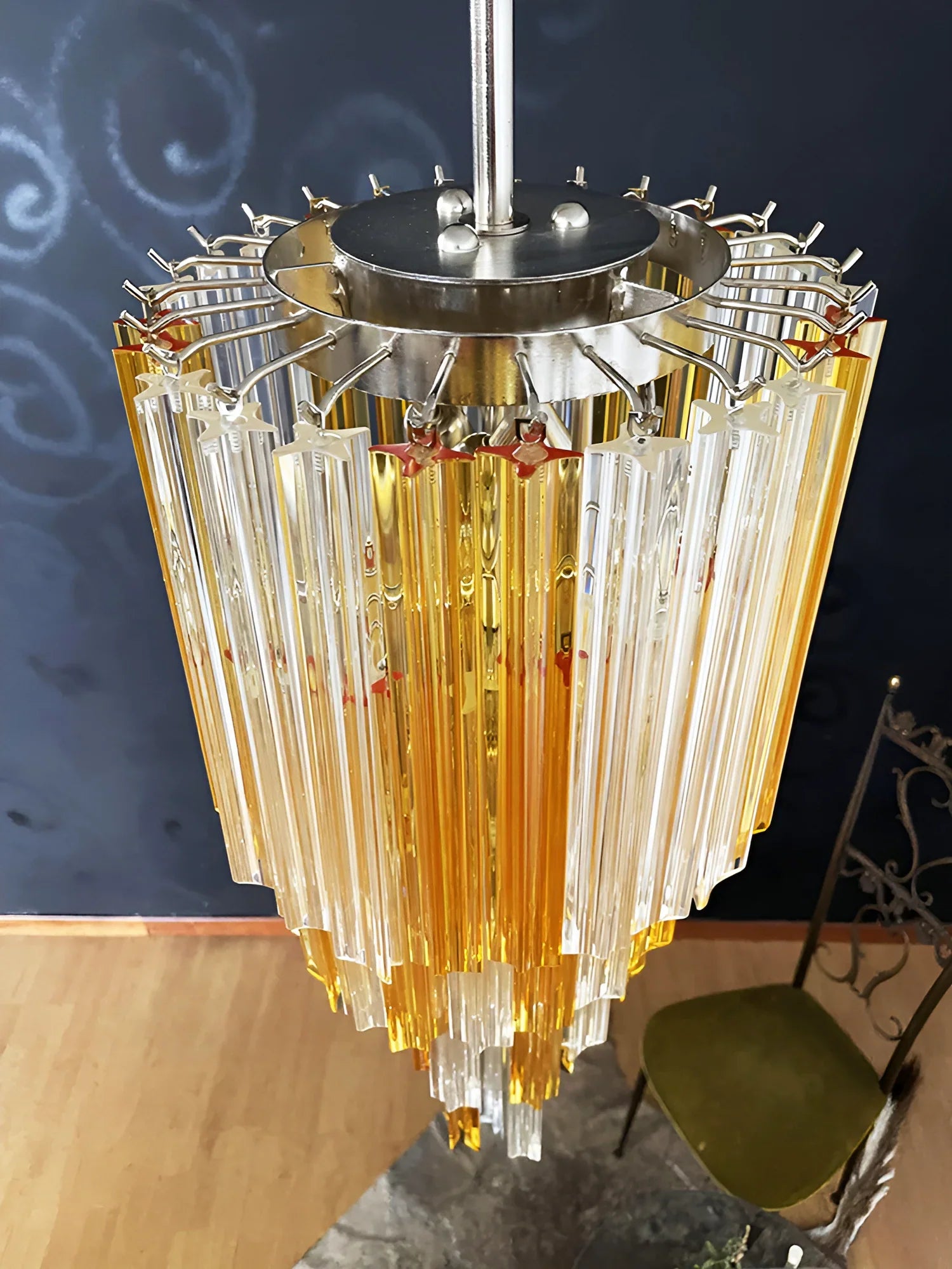 Murano Spiral Prisms Transparent Amber Chandelier product image