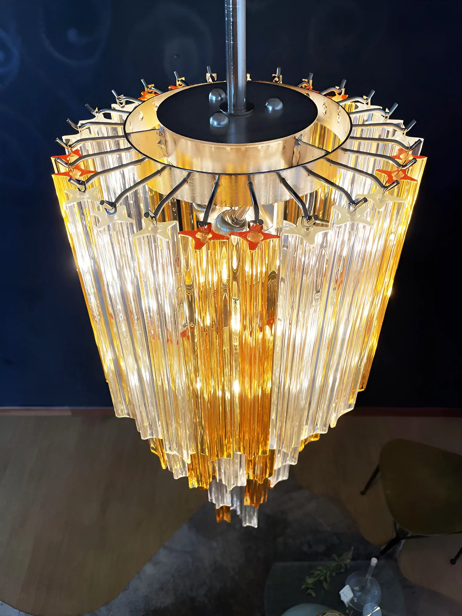 Murano Spiral Prisms Transparent Amber Chandelier product image