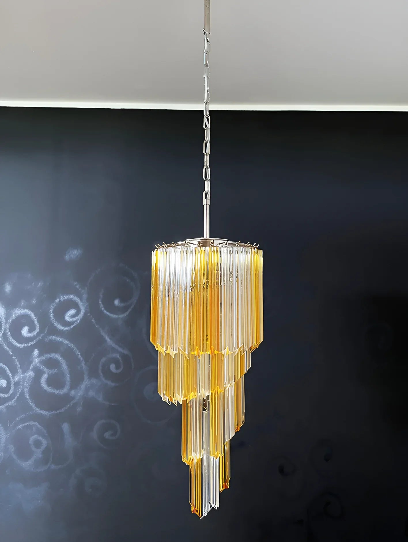 Murano Spiral Prisms Transparent Amber Chandelier product image
