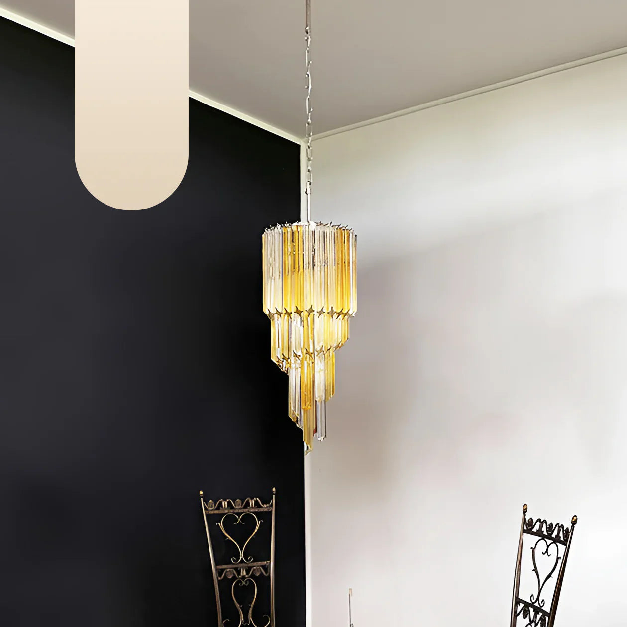 Murano Spiral Prisms Transparent Amber Chandelier product image