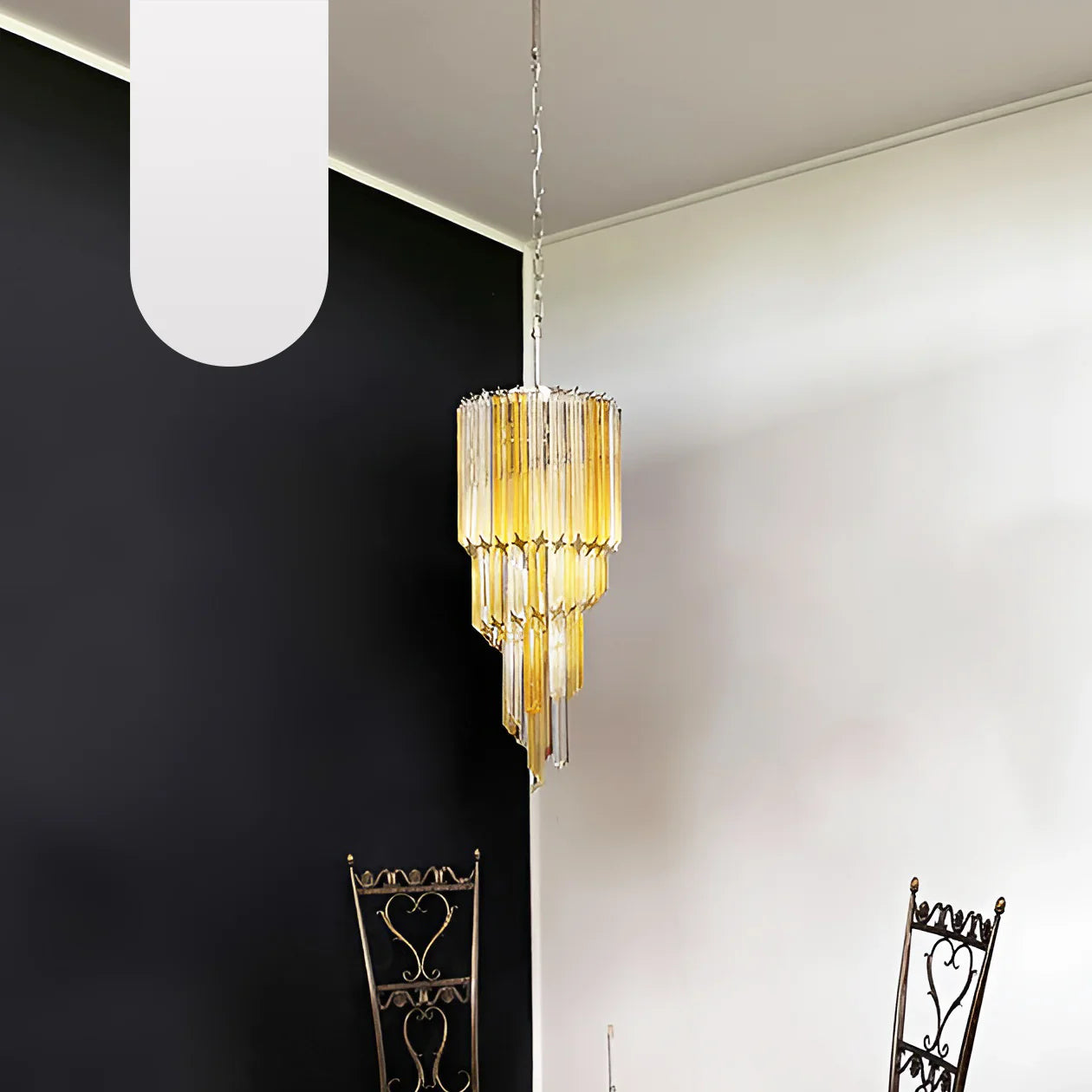 Murano Spiral Prisms Transparent Amber Chandelier product image