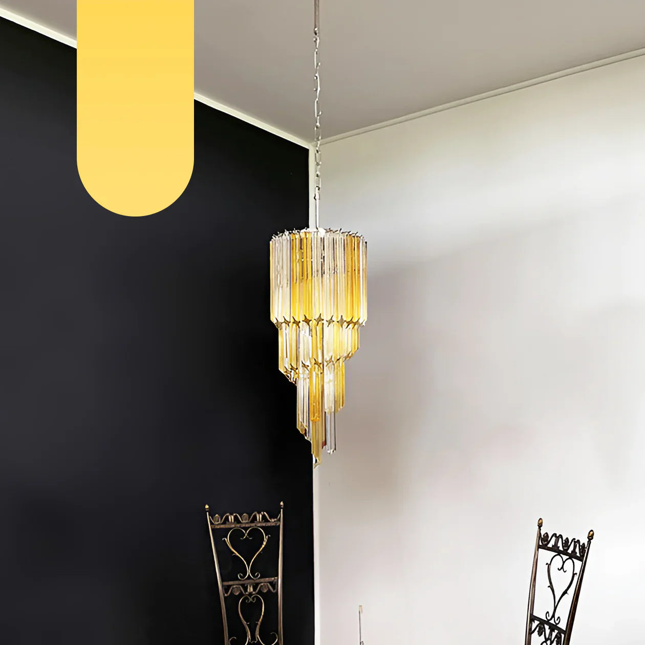 Murano Spiral Prisms Transparent Amber Chandelier product image