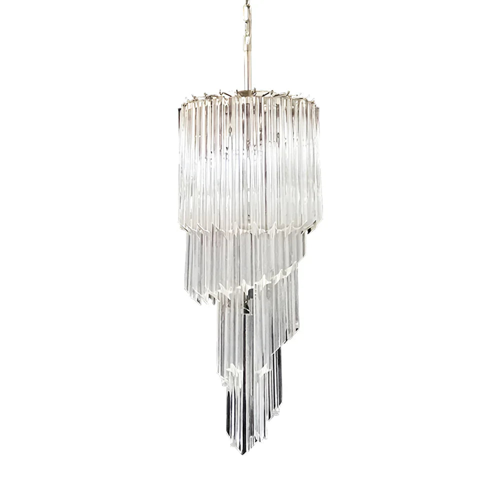 Murano Spiral Prisms Transparent Chandelier by Bling Lighting Studio