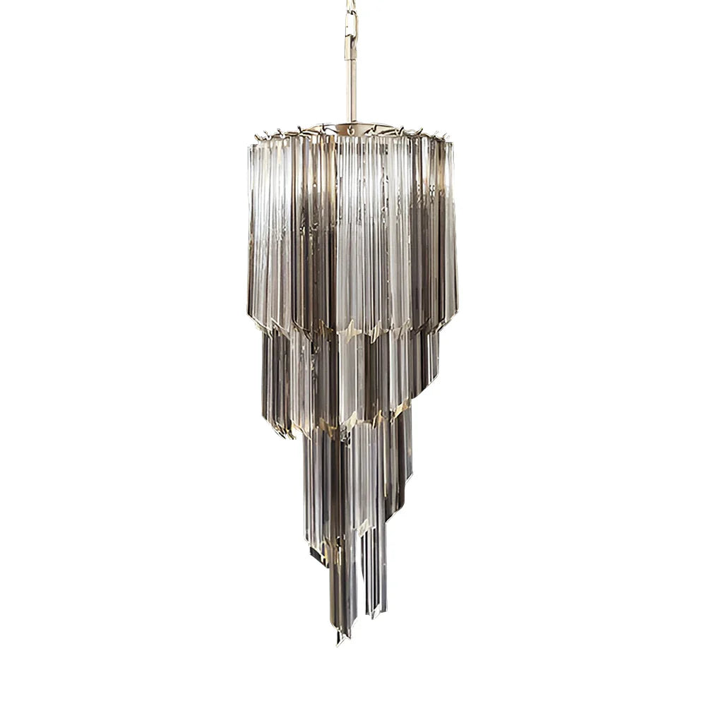 Murano Spiral Prisms Transparent Smoked Chandelier by Bling Lighting Studio