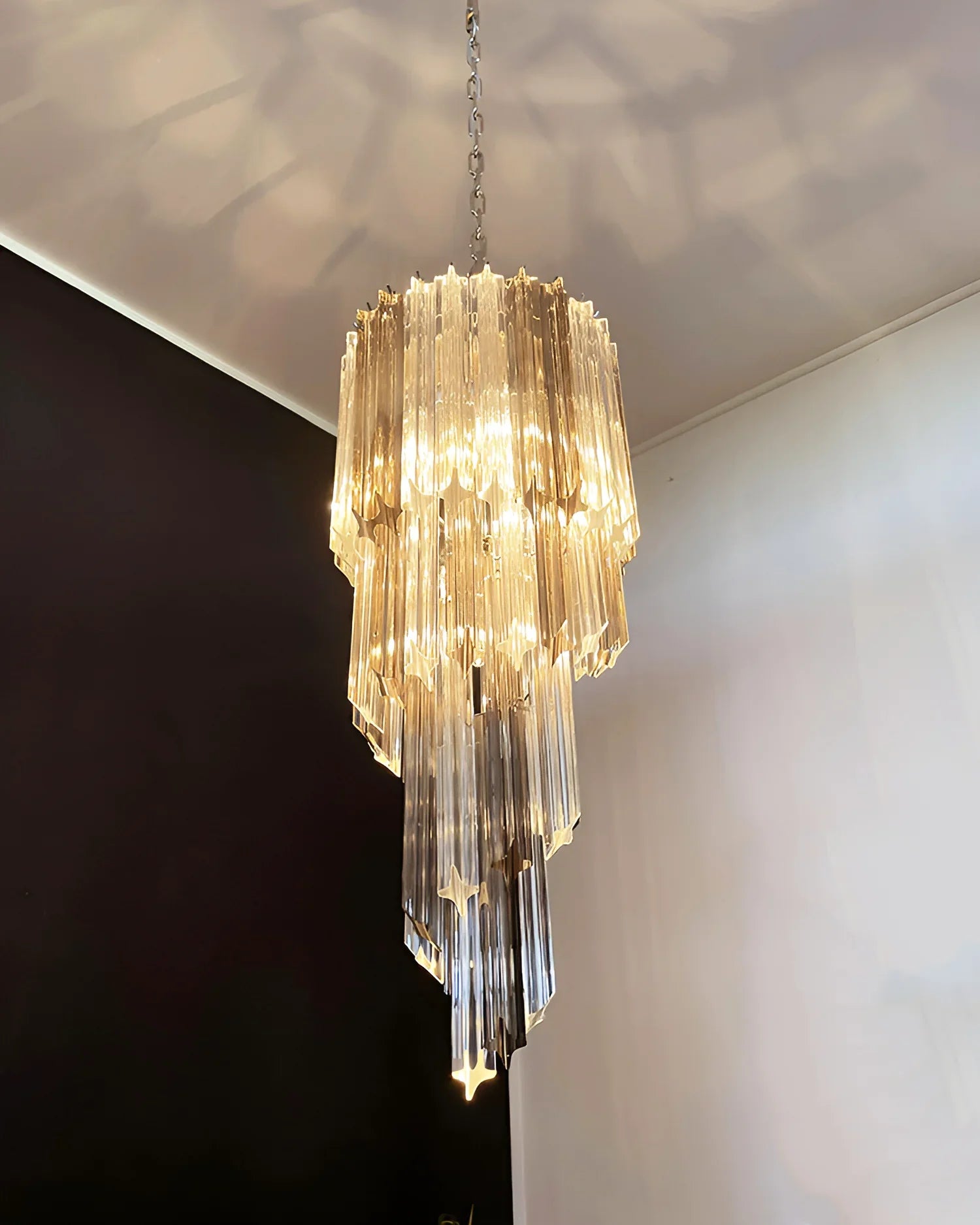 Murano Spiral Prisms Transparent Smoked Chandelier product image