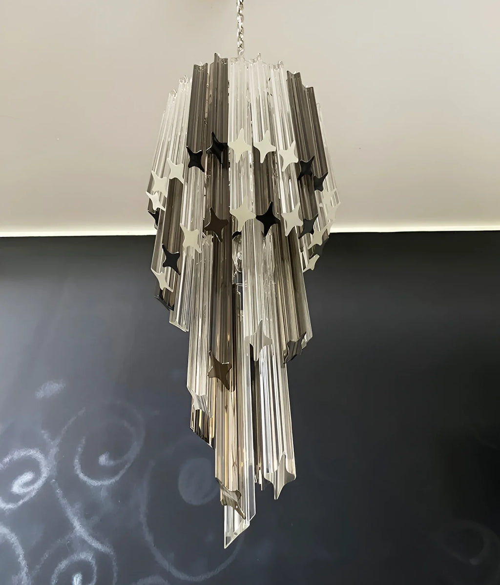 Murano Spiral Prisms Transparent Smoked Chandelier product image