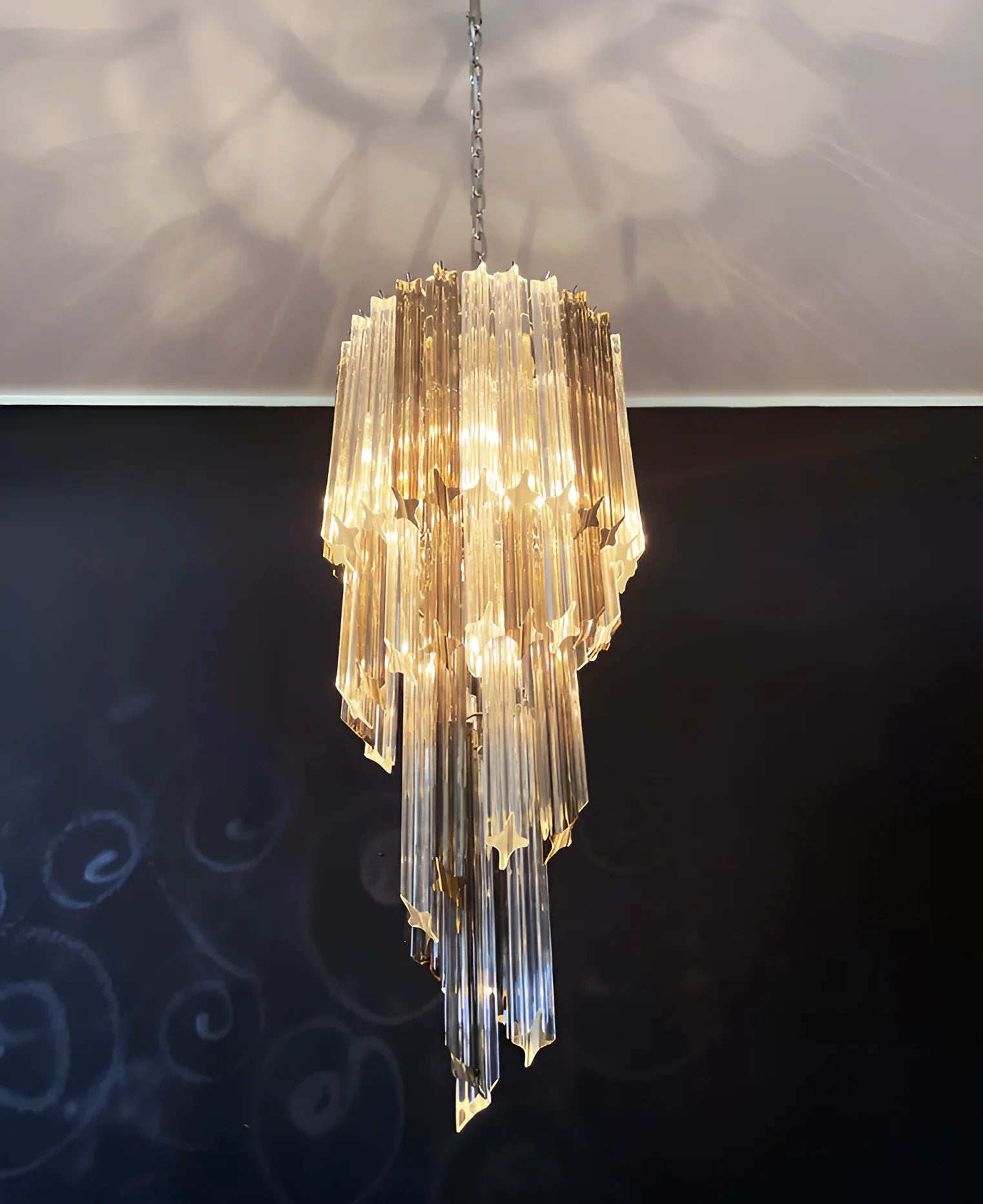 Murano Spiral Prisms Transparent Smoked Chandelier product image