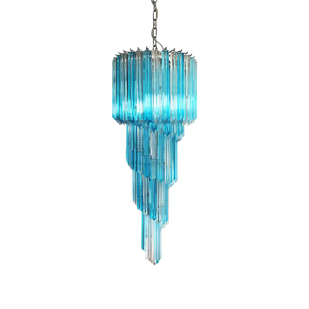 Murano Spiral Transparent Blue Prism Glass Chandelier product image