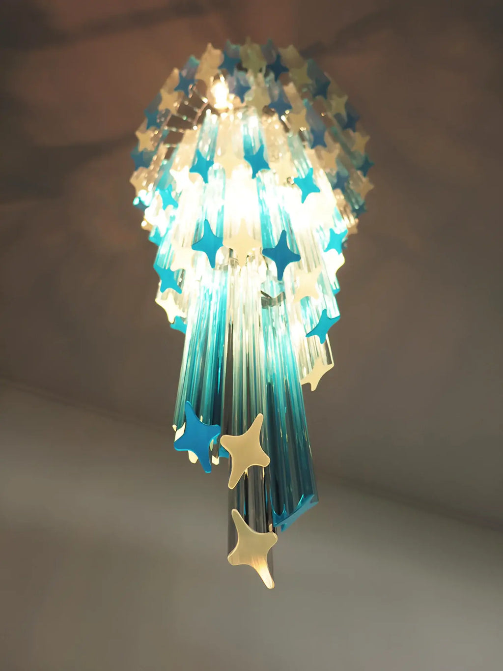 Murano Spiral Transparent Blue Prism Glass Chandelier product image