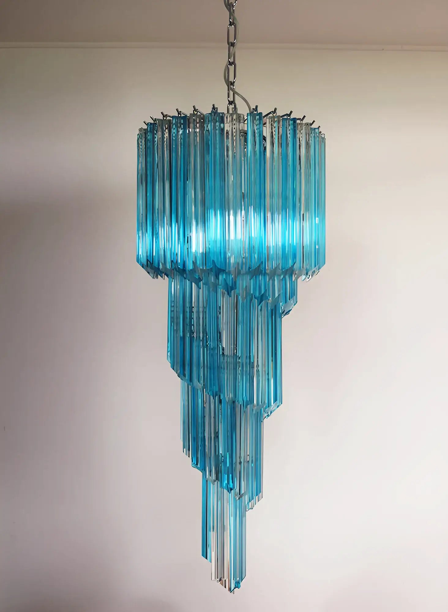 Murano Spiral Transparent Blue Prism Glass Chandelier product image