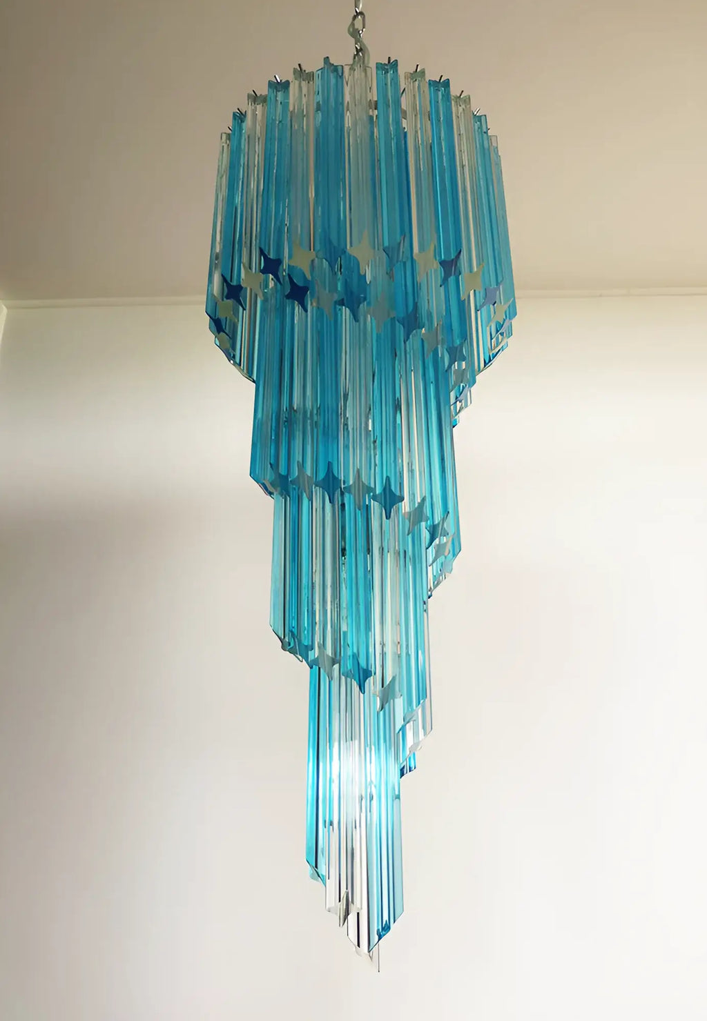 Murano Spiral Transparent Blue Prism Glass Chandelier product image