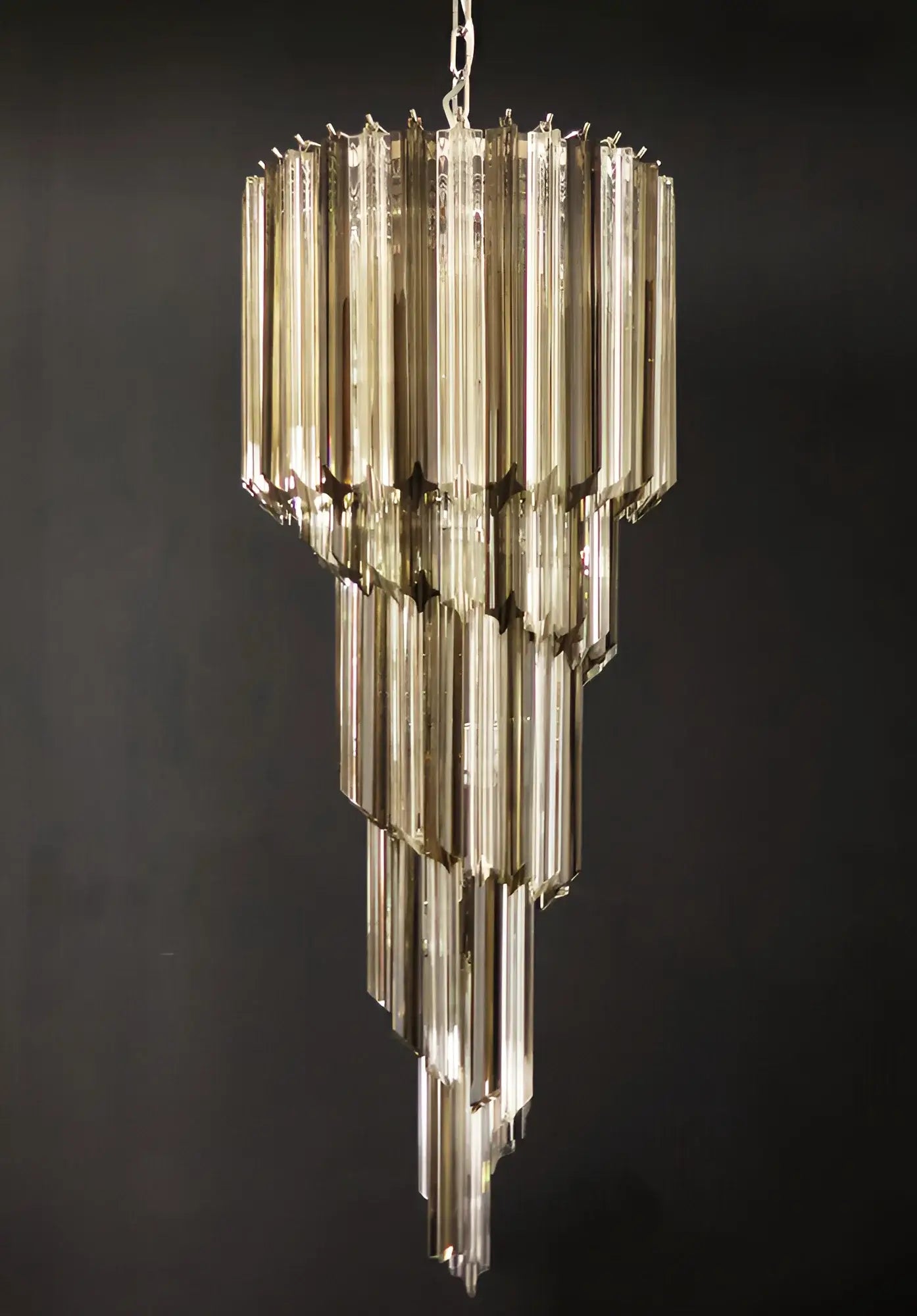 Murano Spiral Transparent Smoked Prism Glass Chandelier product image