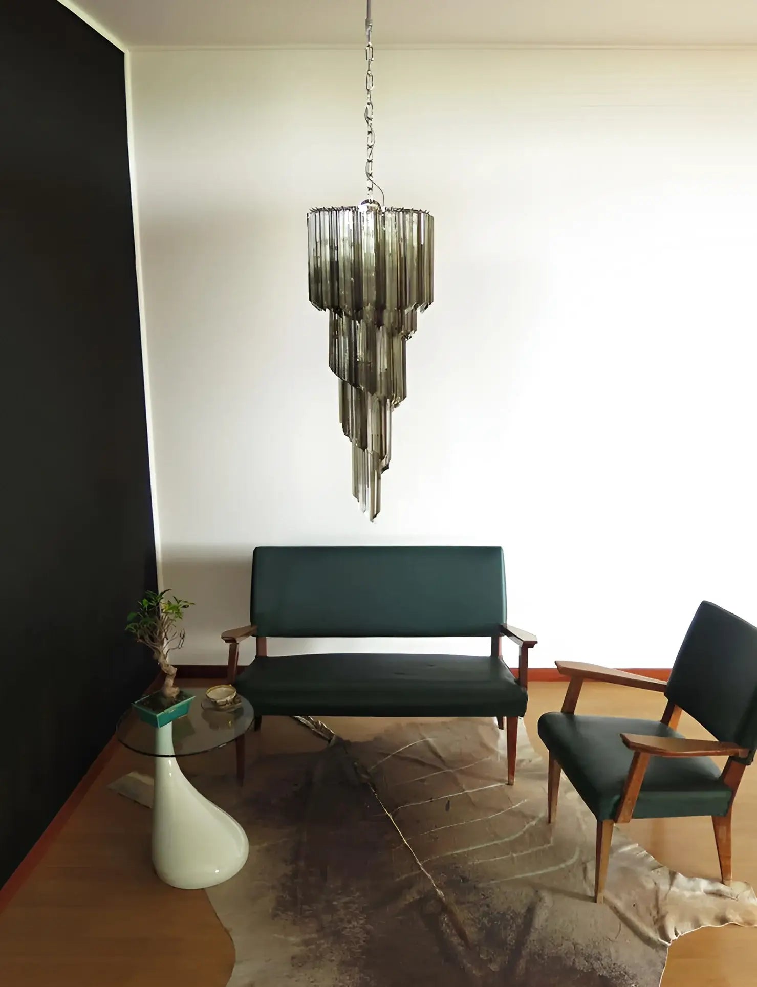 Murano Spiral Transparent Smoked Prism Glass Chandelier product image