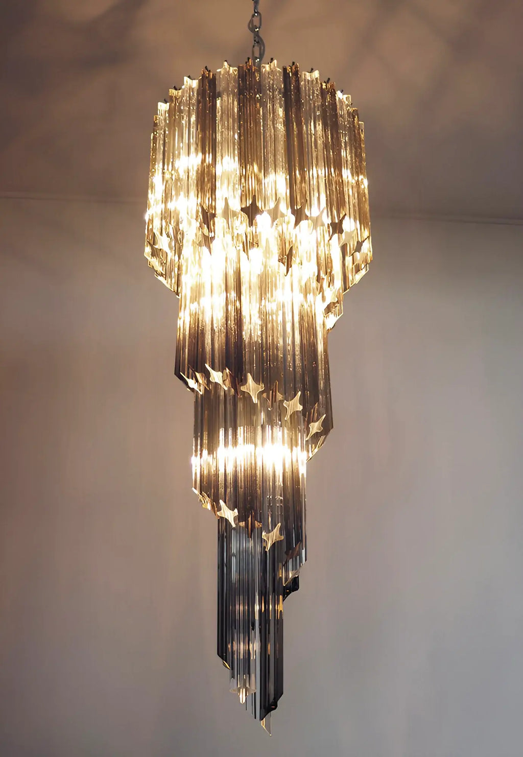 Murano Spiral Transparent Smoked Prism Glass Chandelier product image