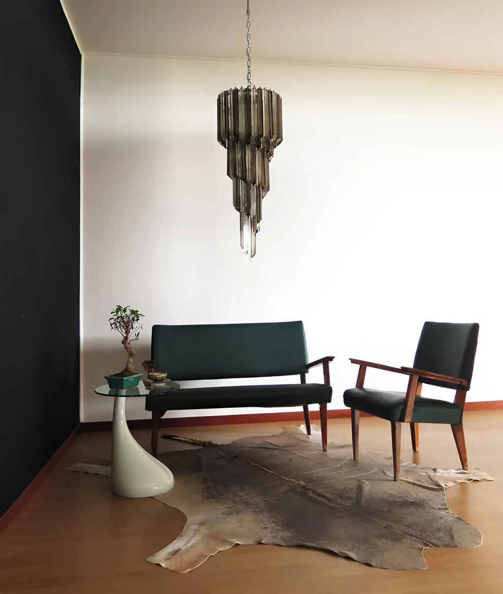 Murano Spiral Transparent Smoked Prism Glass Chandelier product image