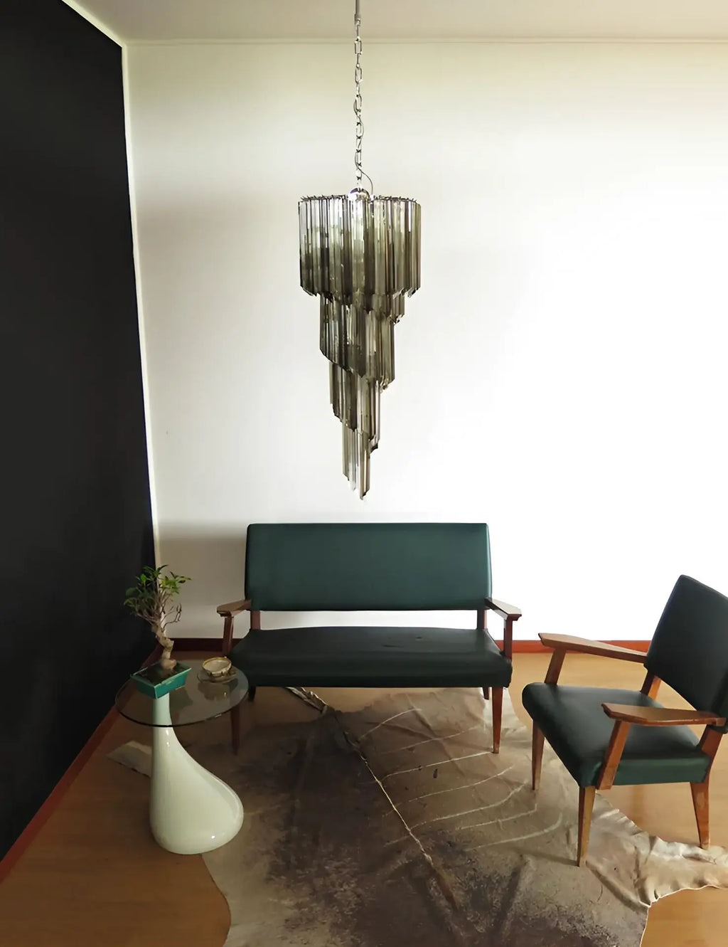 Murano Spiral Transparent Smoked Prism Glass Chandelier product image