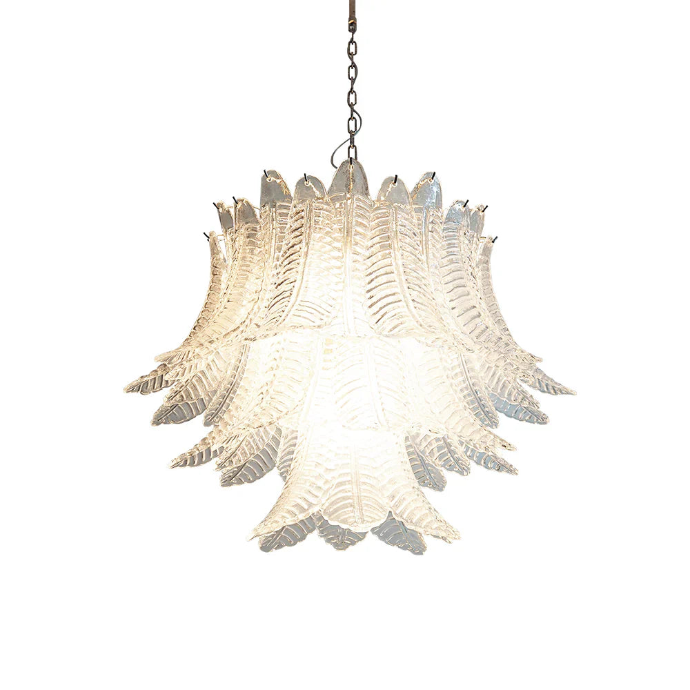 Murano Transparent Ferns Glass Chandelier by Bling Lighting Studio