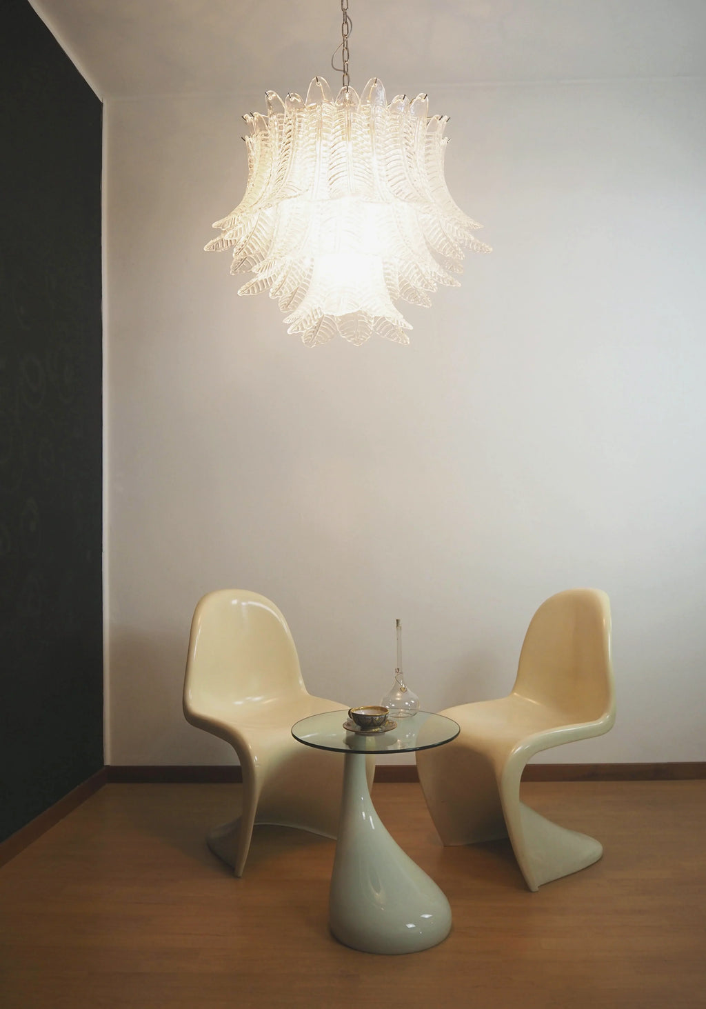 Murano Transparent Ferns Glass Chandelier material and finish detail