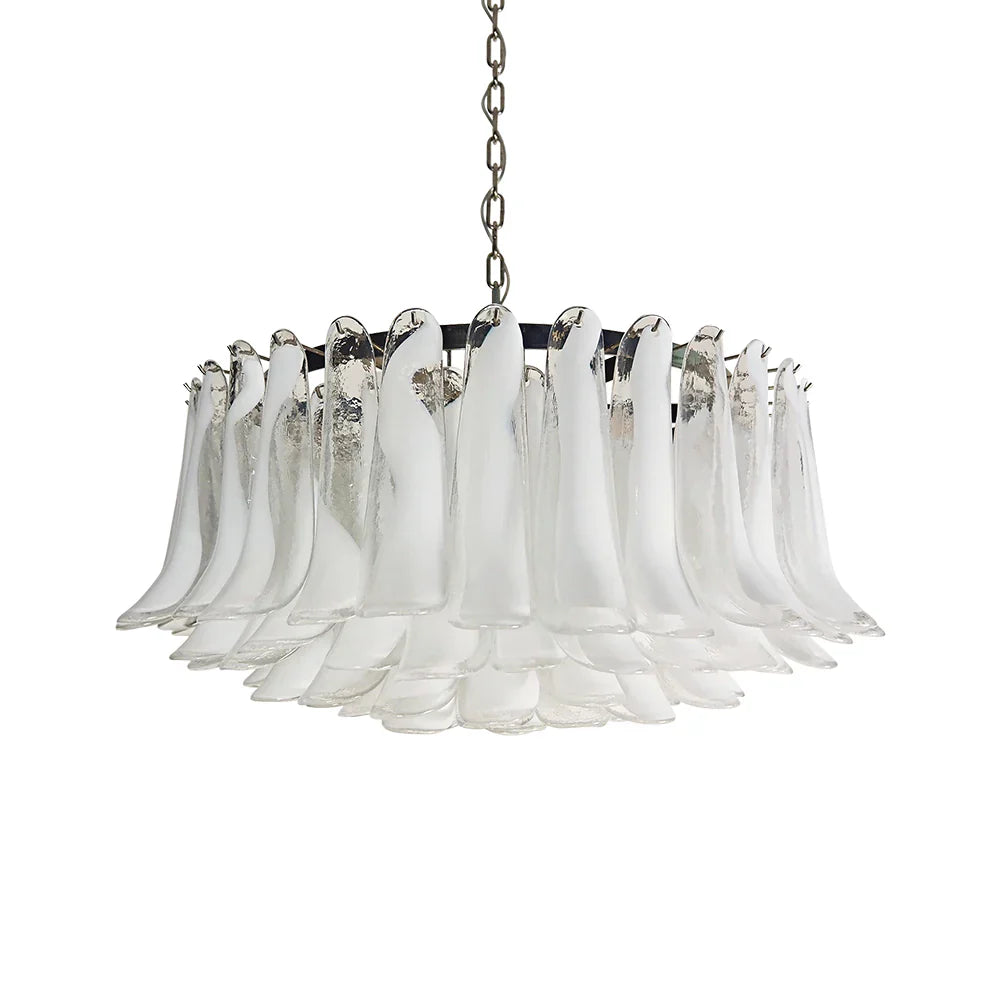 Murano Transparent Glass Petal Chandelier by Bling Lighting Studio