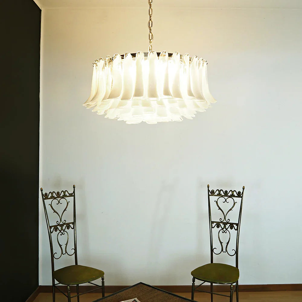 Murano Transparent Glass Petal Chandelier detail view