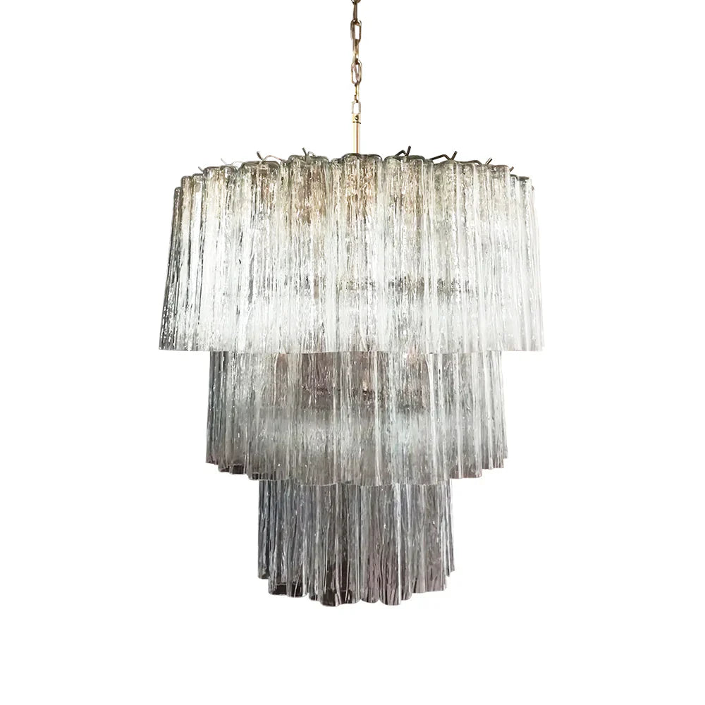 Murano Transparent Glass Tube Chandelier by Bling Lighting Studio