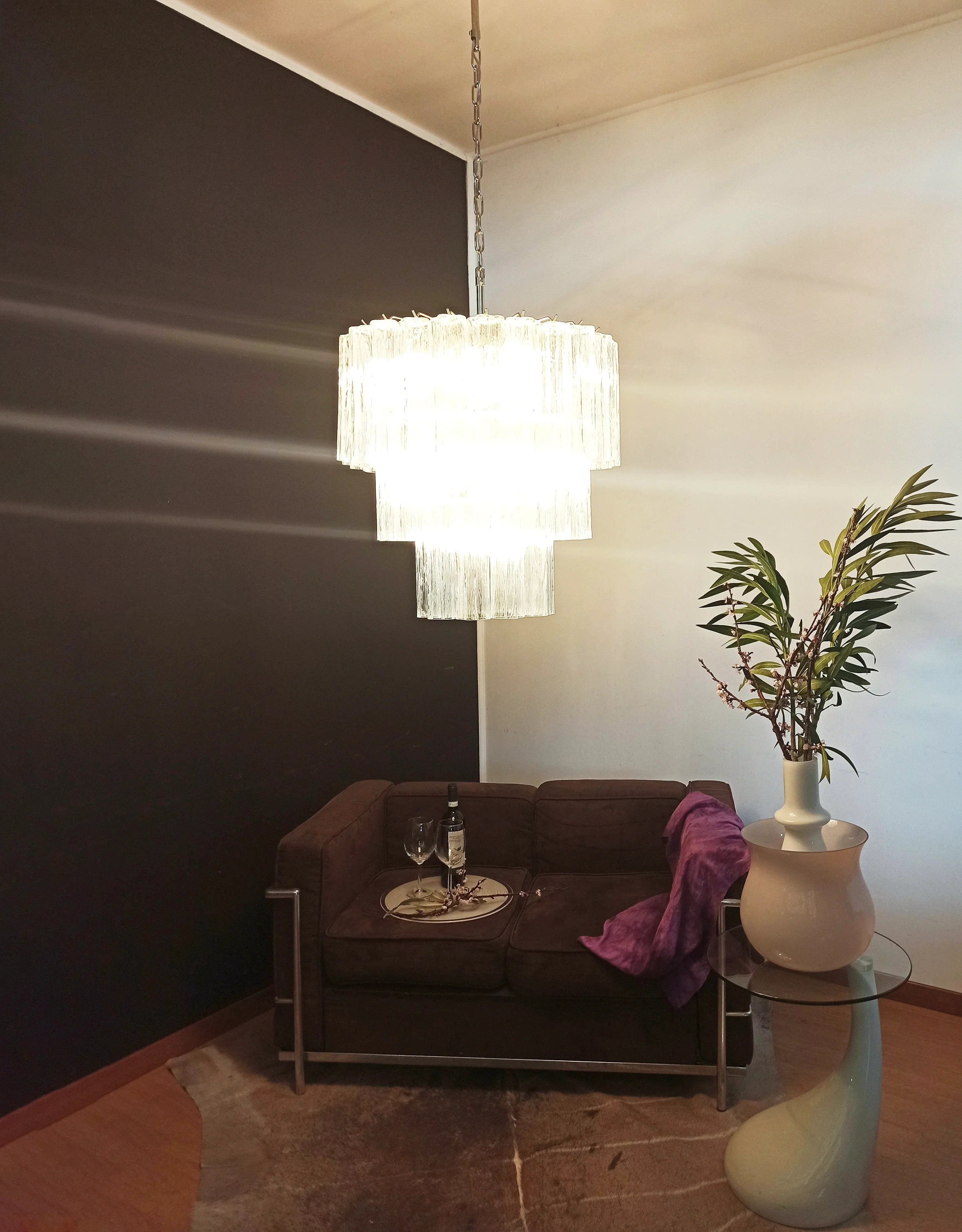 Murano Transparent Glass Tube Chandelier material and finish detail