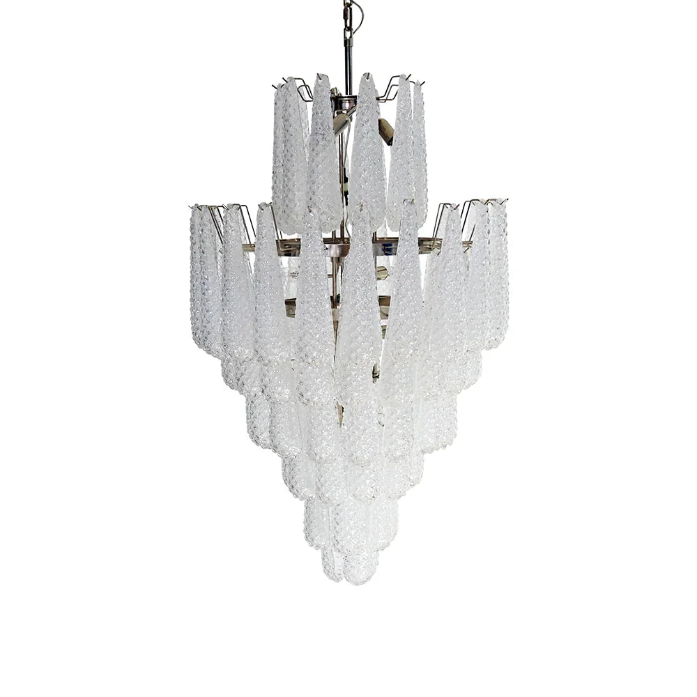 Murano Transparent Petals Glass Chandelier by Bling Lighting Studio