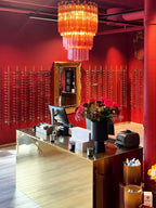 Murano Triedri Prisms Pink Chandelier material and finish detail