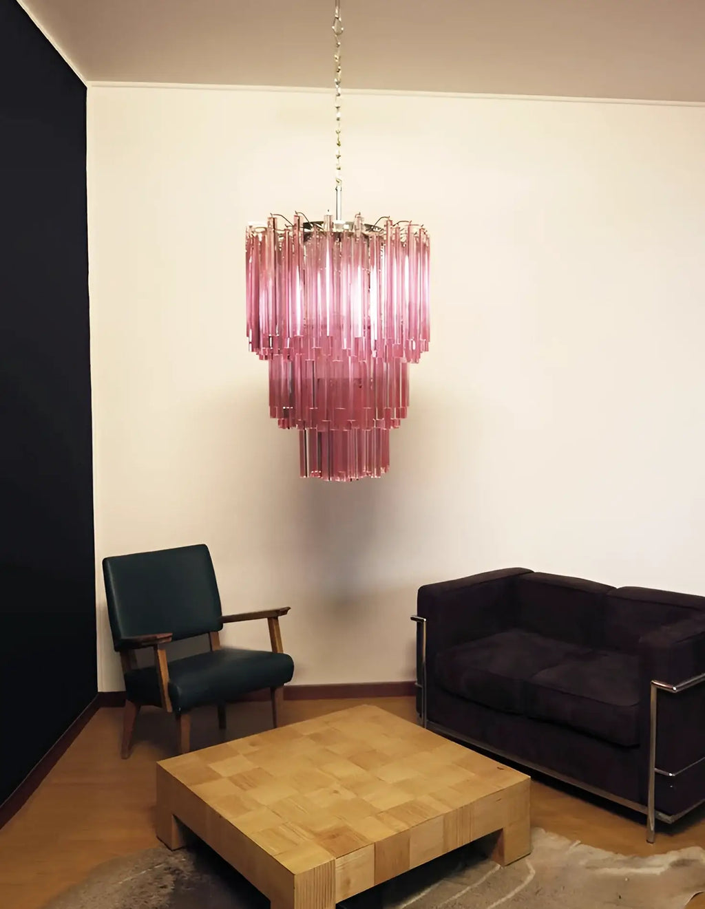 Murano Triedri Prisms Pink Chandelier additional product view