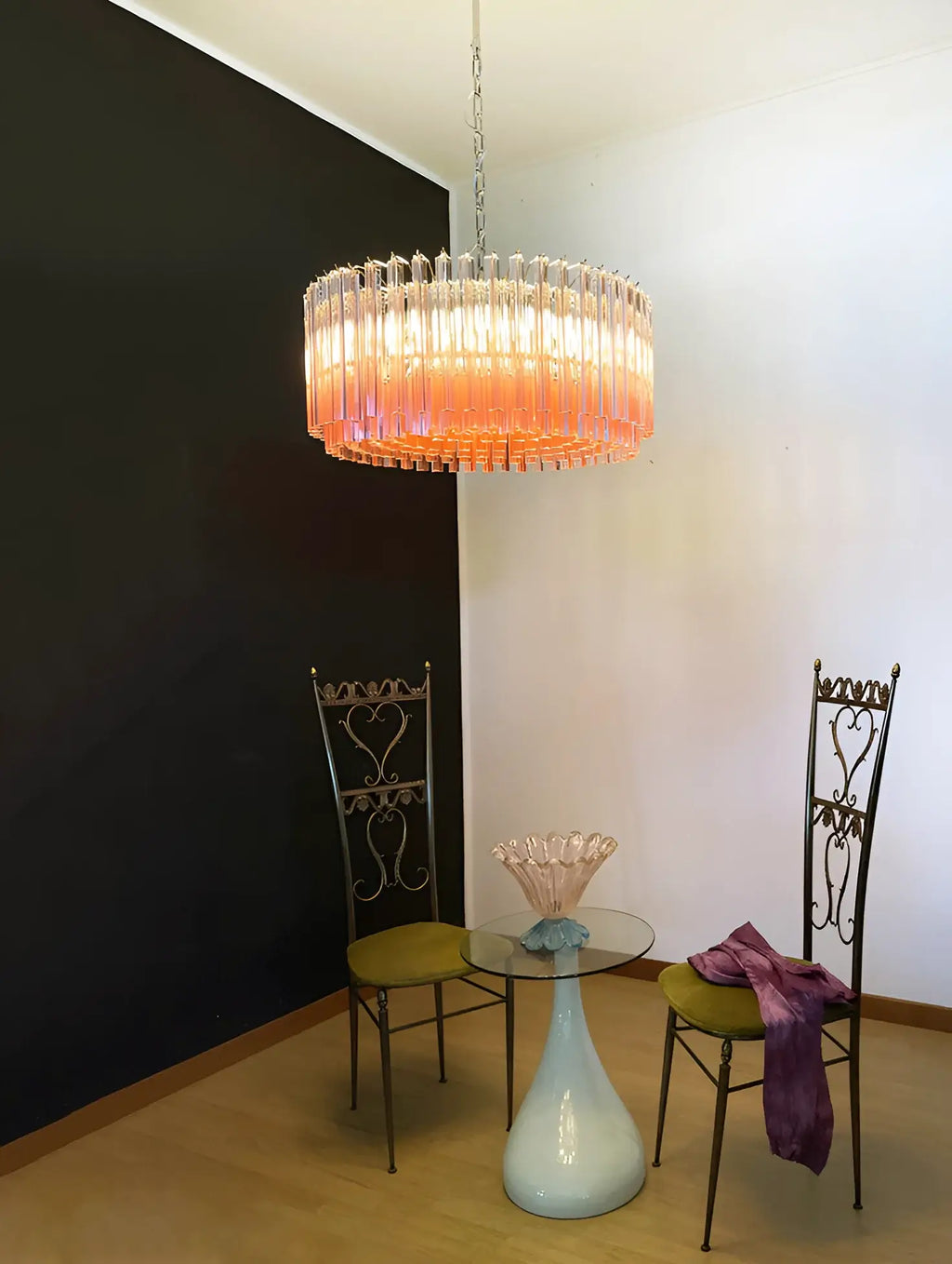 Murano Triedri Round Prisms Pink Chandelier additional product view