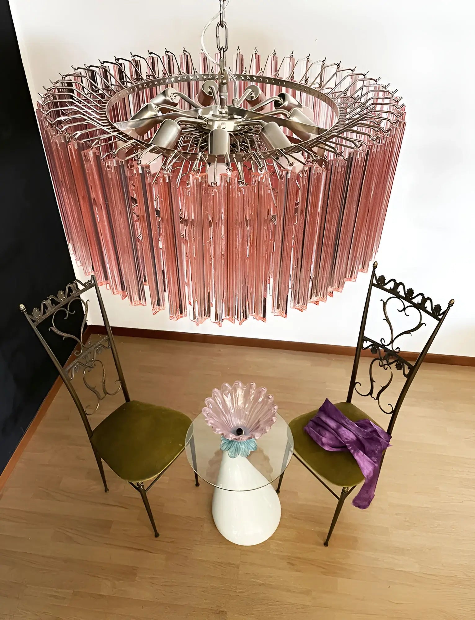 Murano Triedri Round Prisms Pink Chandelier product image