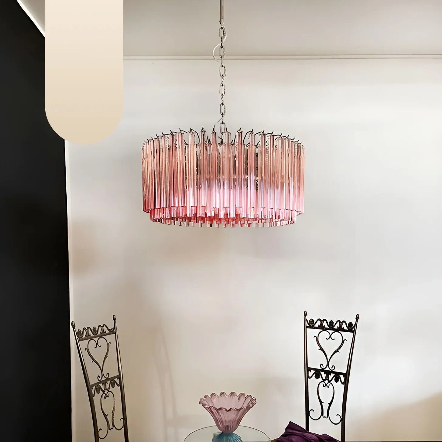 Murano Triedri Round Prisms Pink Chandelier product image