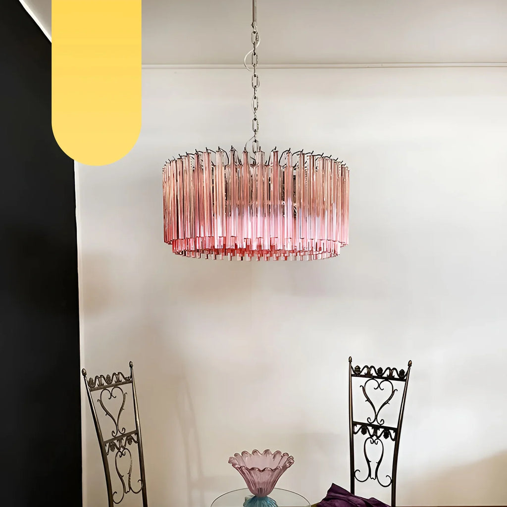 Murano Triedri Round Prisms Pink Chandelier product image