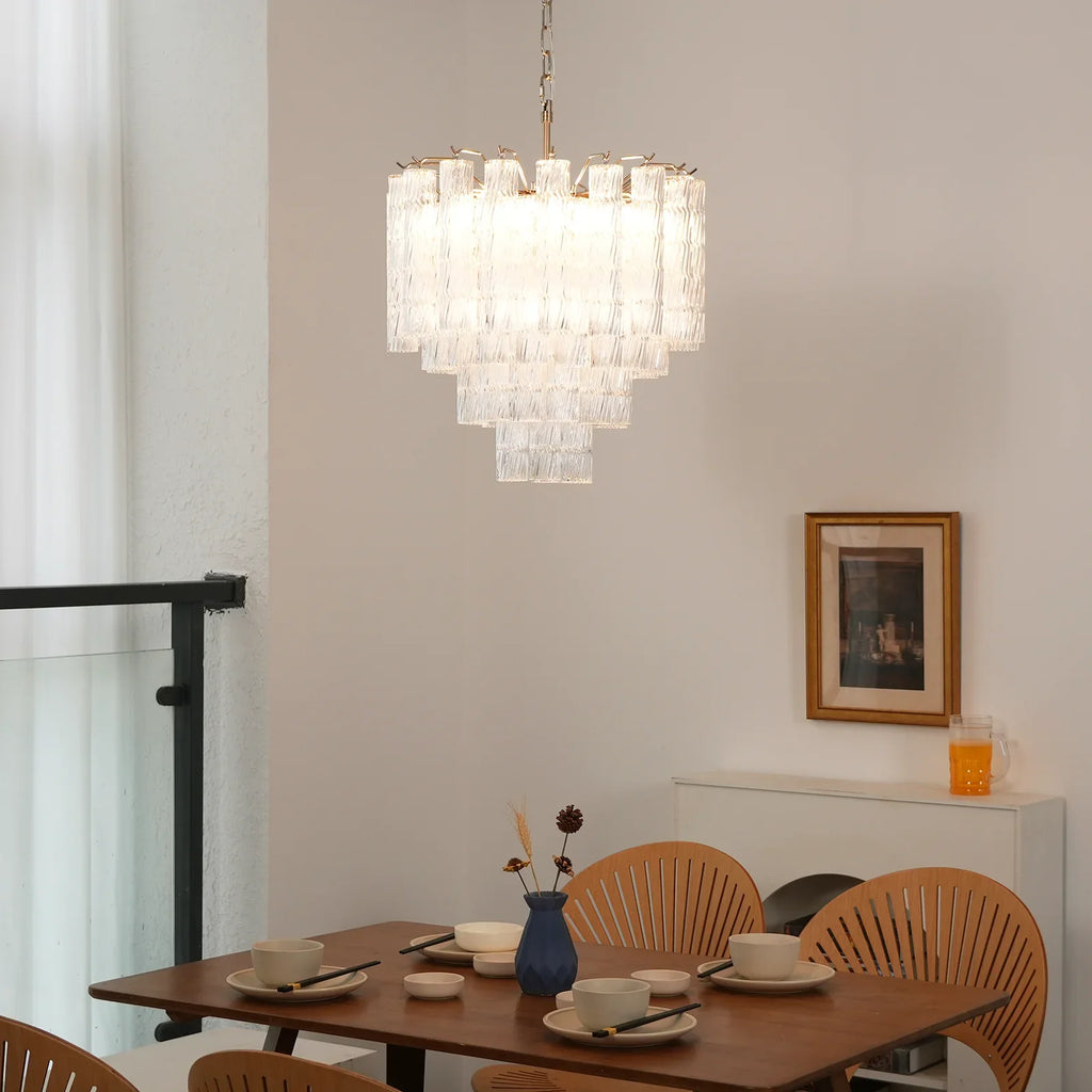 Murano Wave Glass Tube Chandelier detail view